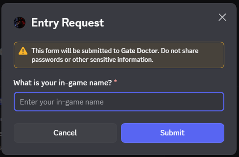 Request Entry button